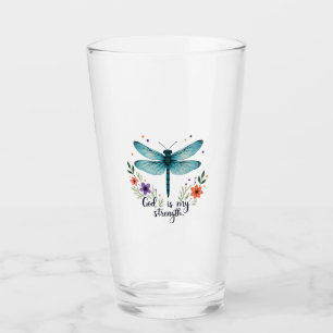 Verre Dieu est ma force Floral Libellule Christian T-Sh