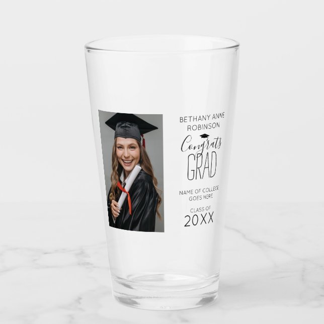 Verre Diplôme photo personnalisé moderne (Devant)