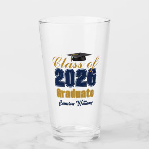Verre Diplômé Promotion 2026 Bleu Marine Or personnalisé