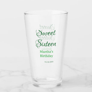 Verre Douce Seize nom date calligraphie boho rétro