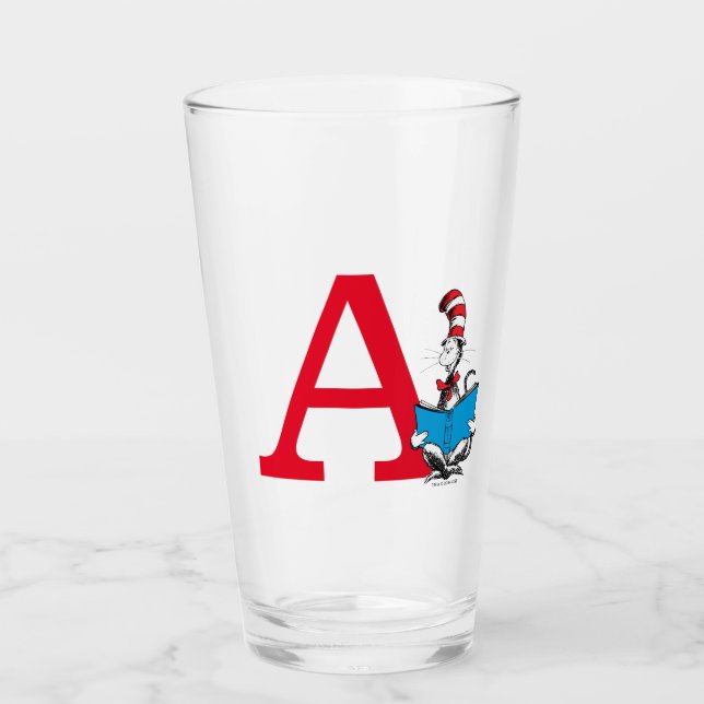 Verre Dr. Seuss Chat dans le Casquette - Monogramme de l (Devant)