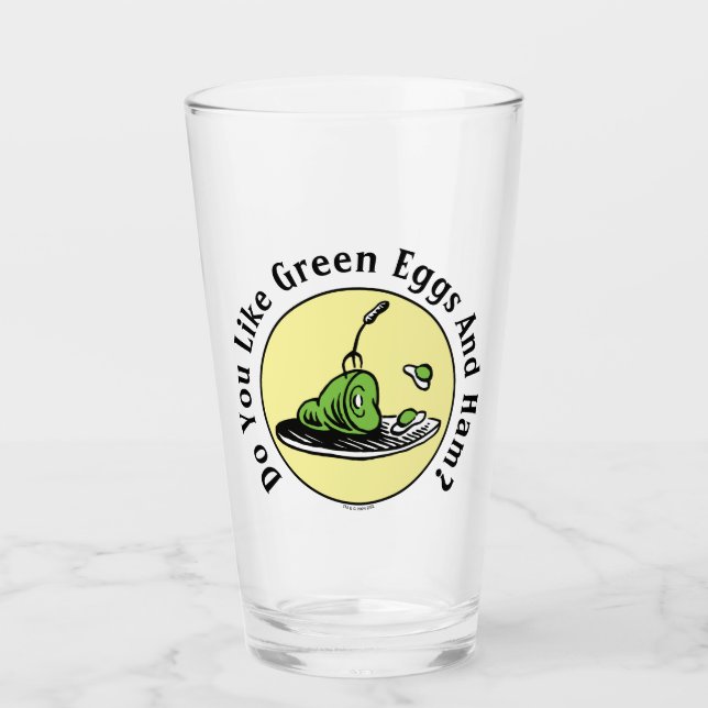 Verre Dr Seuss | Oeufs verts et icône de jambon (Devant)