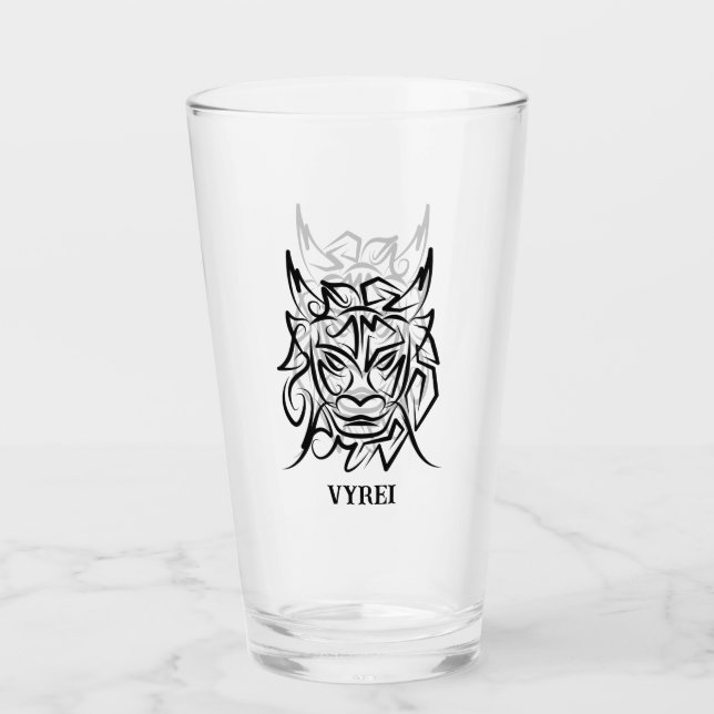 Verre Dragon tribal noir et blanc (Devant)