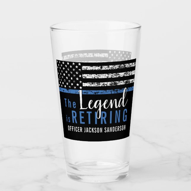 Verre Drapeau américain de la Ligne Bleue Mince (Devant)