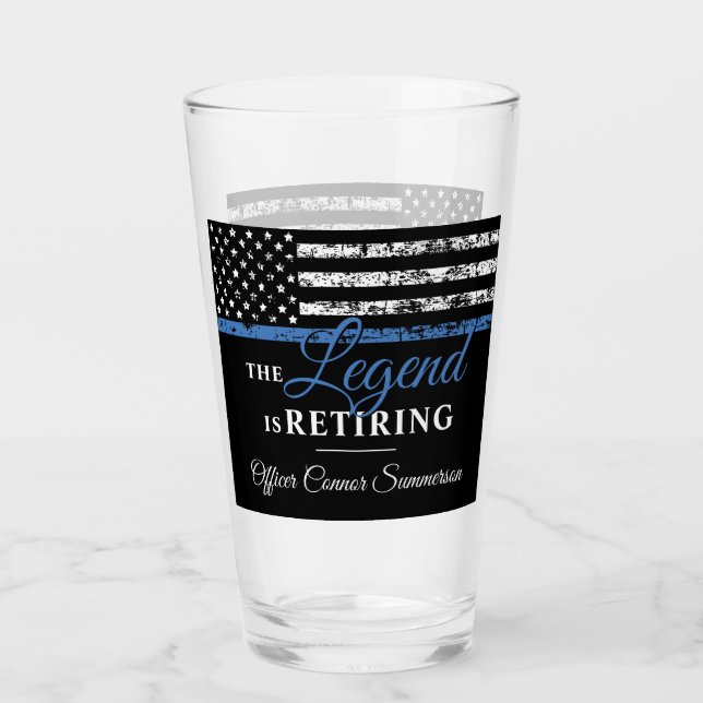 Verre Drapeau américain de la Ligne Bleue Mince (Devant)