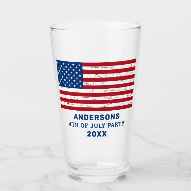 Verre Drapeau américain personnalisé 4 juillet parti (Devant)