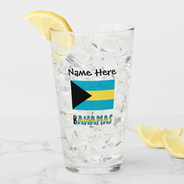 Verre Drapeau bahaméen et bahaméen personnalisé (Devant glace)