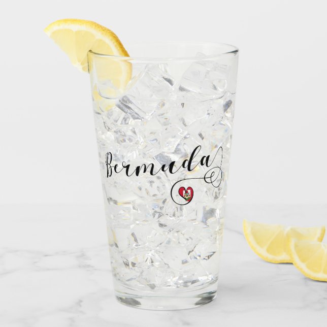 Verre Drapeau Bermudes En Coeur (Devant glace)