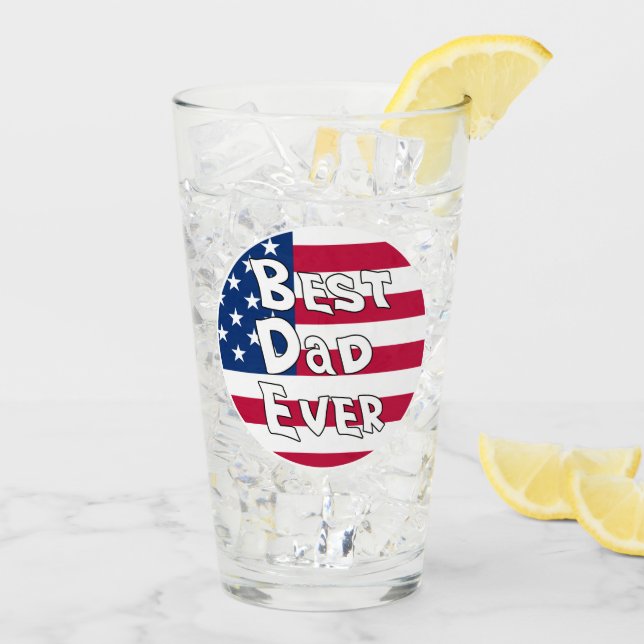 Verre Drapeau Best Papa Ever USA (Dos glace)