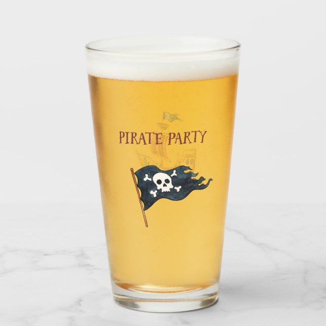 Verre Drapeau crâne de la partie pirate (Devant (rempli))