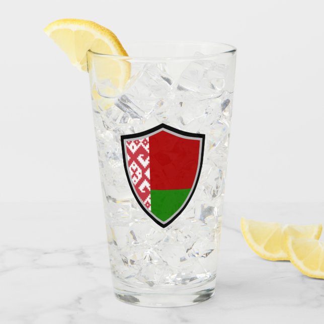 Verre drapeau de la Biélorussie (Devant glace)