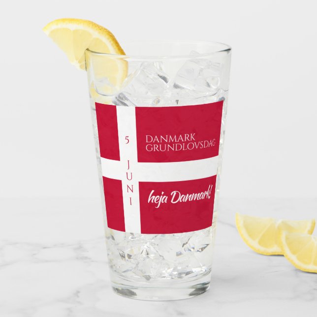 Verre Drapeau de la fête nationale danoise Danmark Grund (Devant glace)