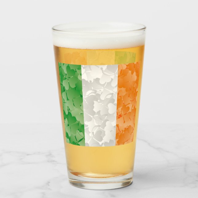Verre Drapeau de l'Irlande avec motif shamrock (Devant (rempli))