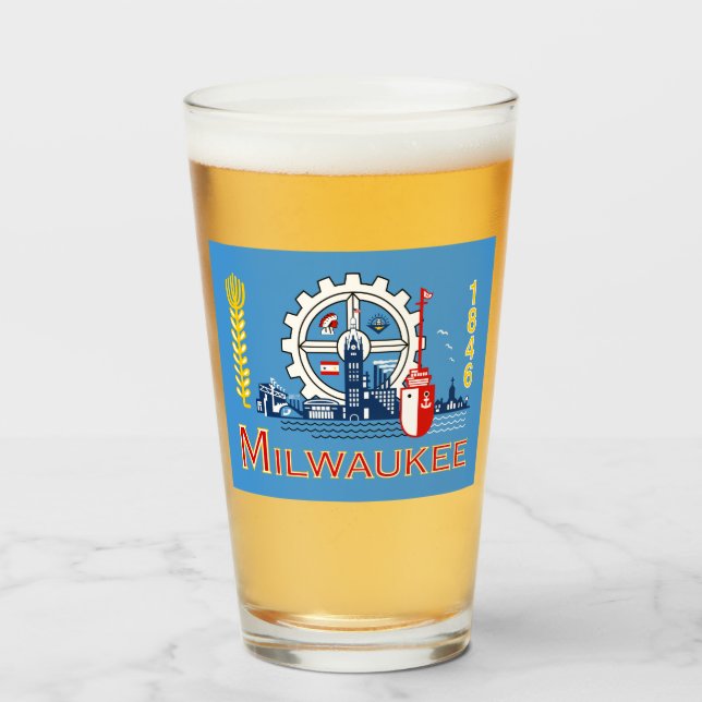 Verre Drapeau de Milwaukee (Wisconsin) (Devant (rempli))