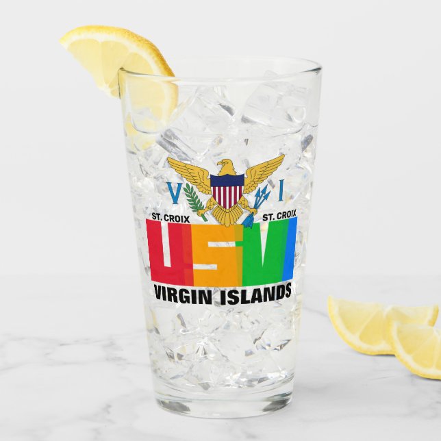 Verre Drapeau des îles Vierges américaines Sainte-Croix  (Devant glace)