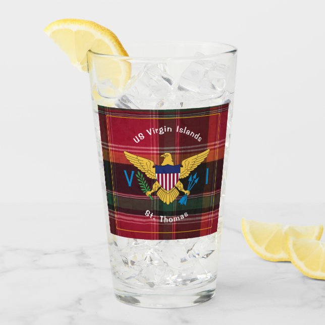 Verre Drapeau des îles Vierges américaines St Thomas USV (Devant glace)