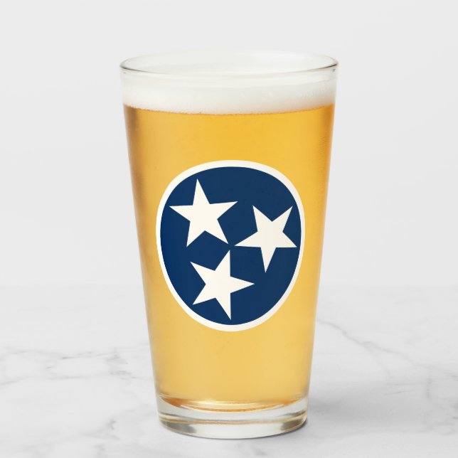 Verre Drapeau d'état du Tennessee Bleu Blancs étoiles (Devant (rempli))