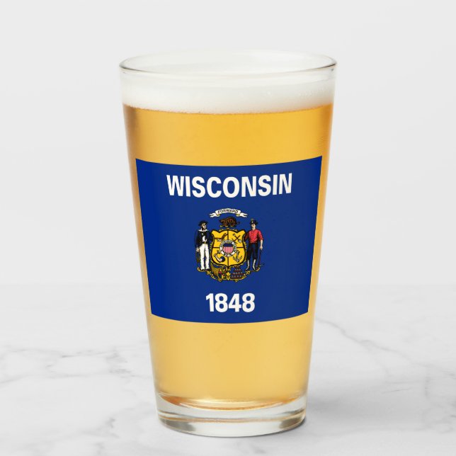 Verre Drapeau d'État du Wisconsin (Devant (rempli))