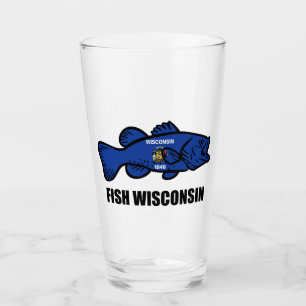 Verre Drapeau du Wisconsin de poisson