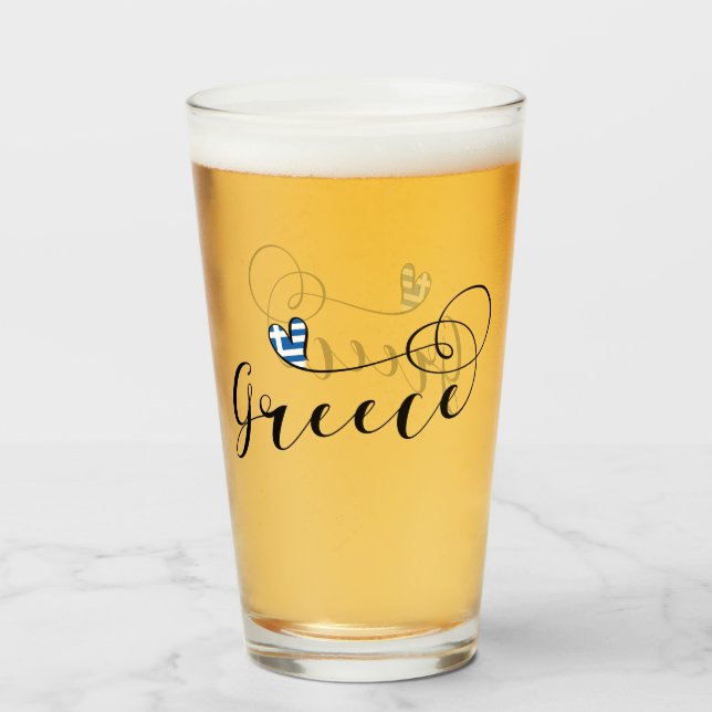 Verre Drapeau Grec Dans Un Coeur, Grèce (Dos (rempli))