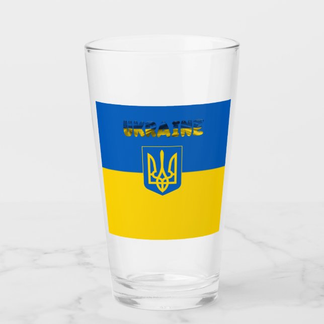 Verre Drapeau ukrainien Armoiries (Devant)