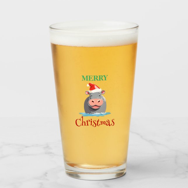 Verre Drôle animaux Safari HIPPO Père Noël Costume de No (Devant (rempli))