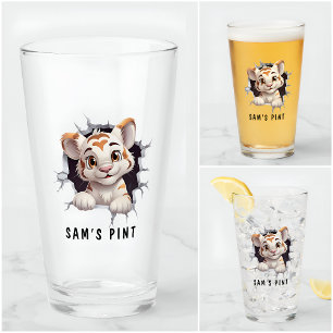 Verre Drôle Cartoon Novelty Cute Tiger Short Name Party
