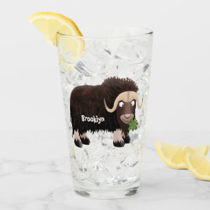 Verre Drôle dessin animé de boeuf musqué