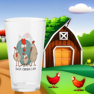 Verre drôle dingue poule dame ajouter du texte