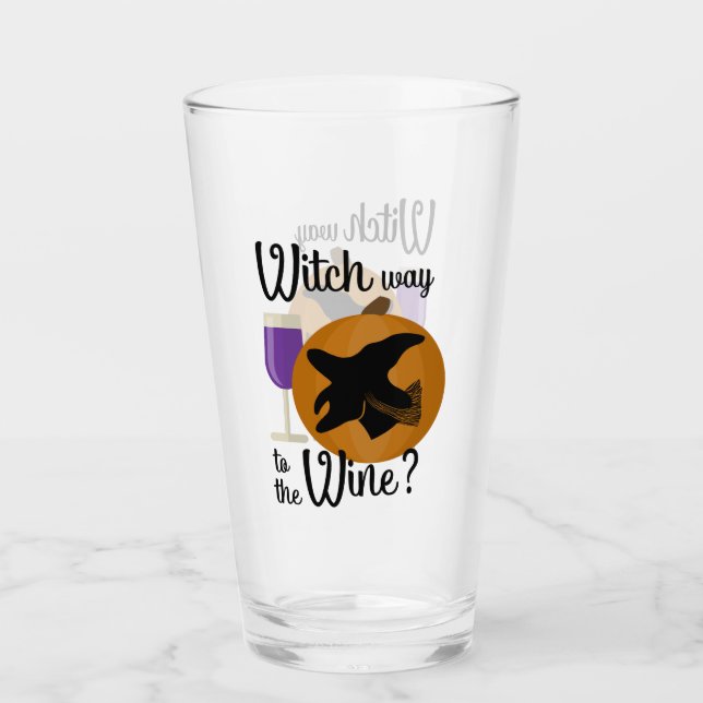 Verre Drôle Halloween sorcière chemin vers le Citrouille (Devant)