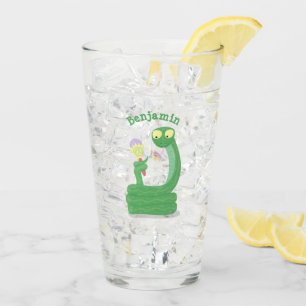 Verre Drôle serpent vert avec caricature maraca