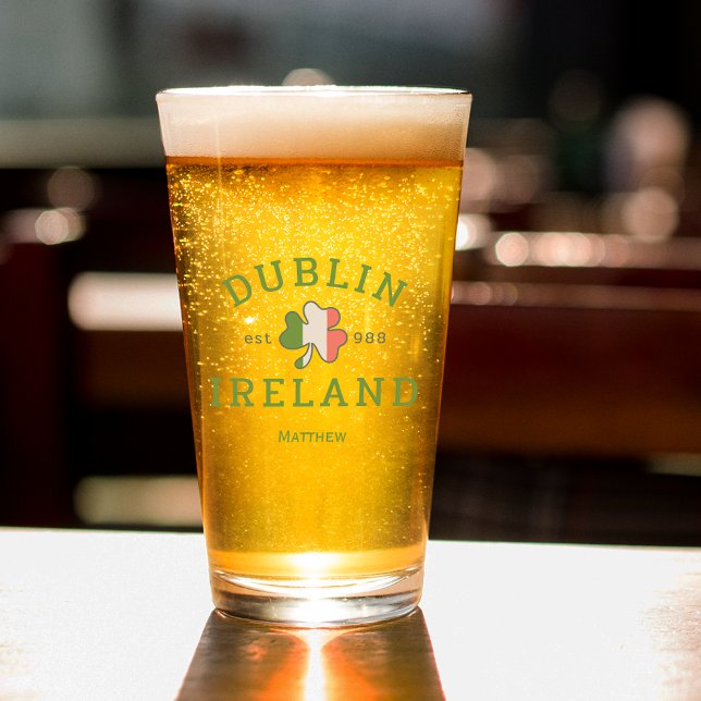 Verre Dublin Ireland Est. 988 Bière de la Saint-Patrick (Créateur téléchargé)