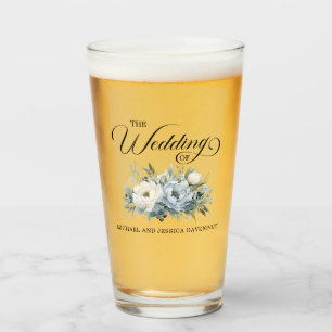 Verre Dusty Bleu Blanc Floral Mariage Favoriser