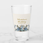 Dusty Bleu Blanc Floral Or Joyeux Anniversaire Nom