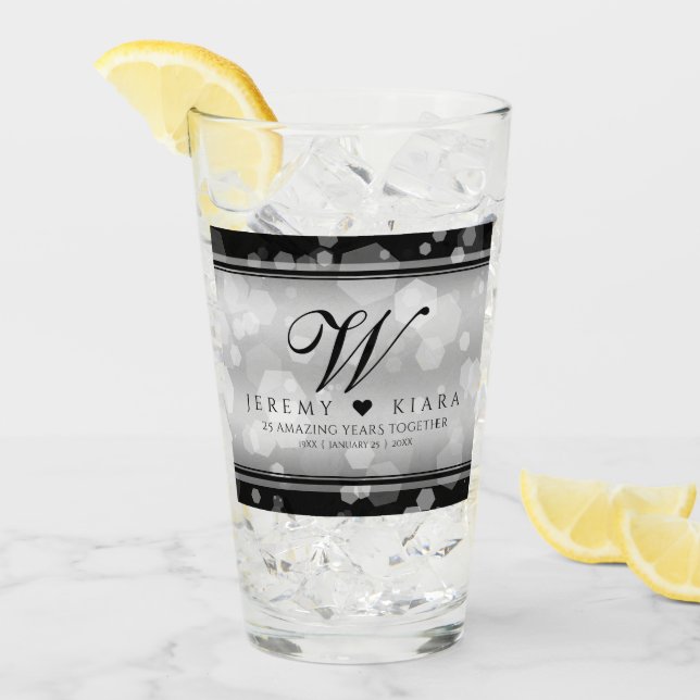 Verre Élégant 25e anniversaire de Mariage d'argent (Devant glace)