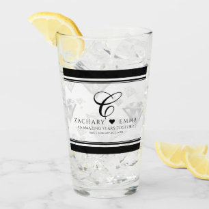 Verre Élégant 60ème 75ème anniversaire de Mariage de dia