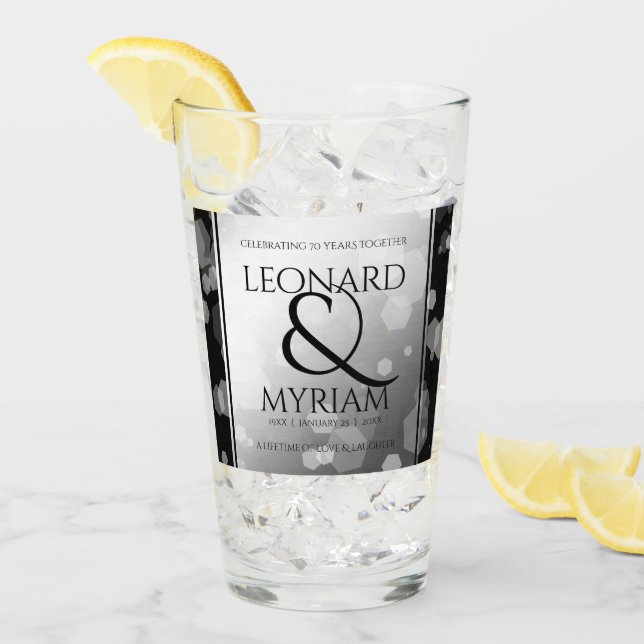 Verre Élégant 70e anniversaire de Mariage Platinum (Devant glace)