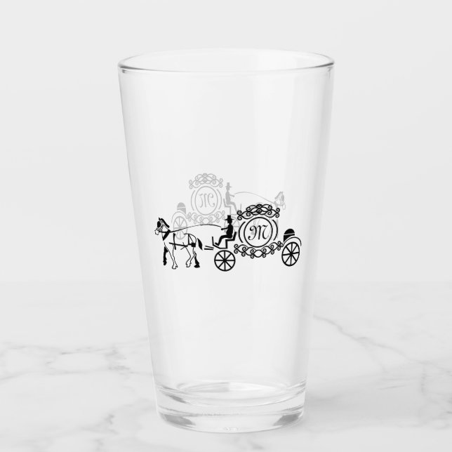 Verre Élégant cheval tiré Mariage Wagon Monogramme (Devant)