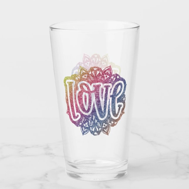 Verre Elégant Citation d'amour Parties scintillant or ro (Devant)