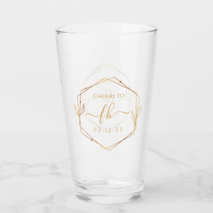 Verre Élégant Classic Gold Monogramme Mariage initial