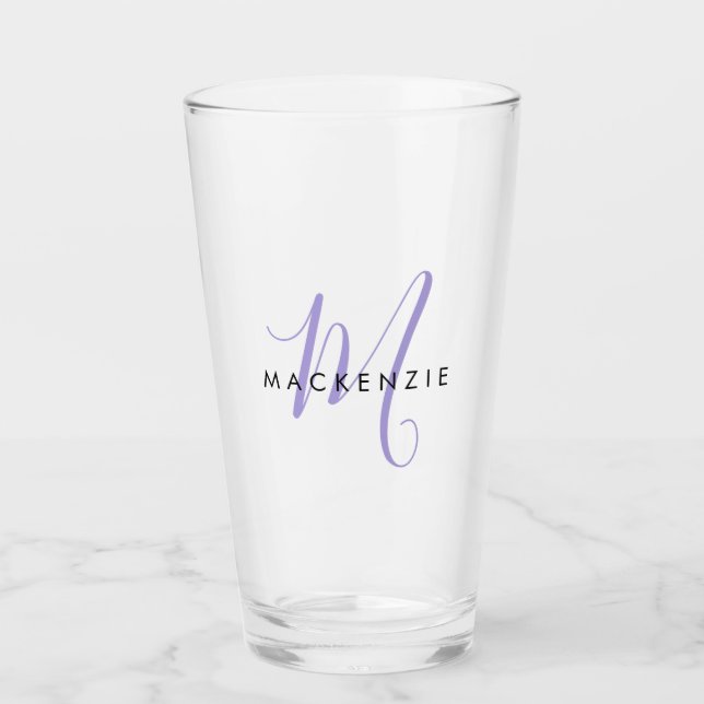 Verre Élégant Lavande Moderne Monogramme de script (Devant)