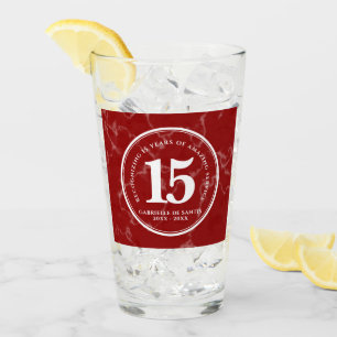 Verre Élégant marbre rouge 15 ans de travail Anniversair