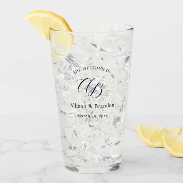 Verre Élégant Mariage Monogramme Script personnalisé (Devant glace)