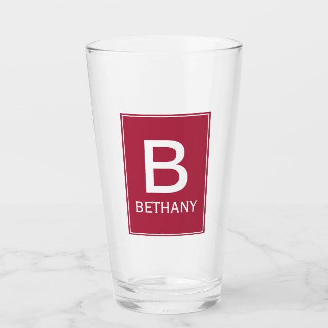 Verre Elegant Modern Burgundy Monogram (Devant)