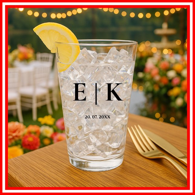 Verre Elegant Modern Monogram Simple Wedding (Créateur téléchargé)