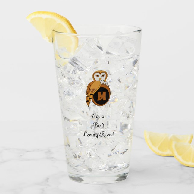Verre Élégant monogramme de Chouette à la Grange Britann (Devant glace)