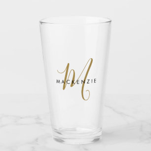 Verre Élégant Monogramme de script or moderne