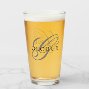 Verre Élégant nom de monogramme Bière de script