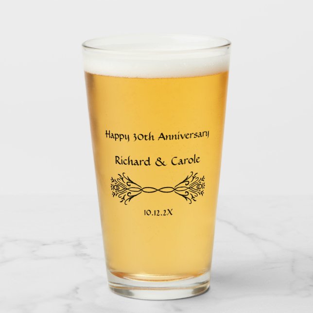 Verre Elegant Personalized 30th Wedding Anniversary Gift (Devant (rempli))