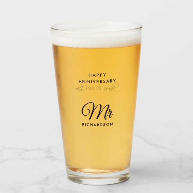 Verre Élégant Script Personnalisable Nom de famille M. A (Devant (rempli))